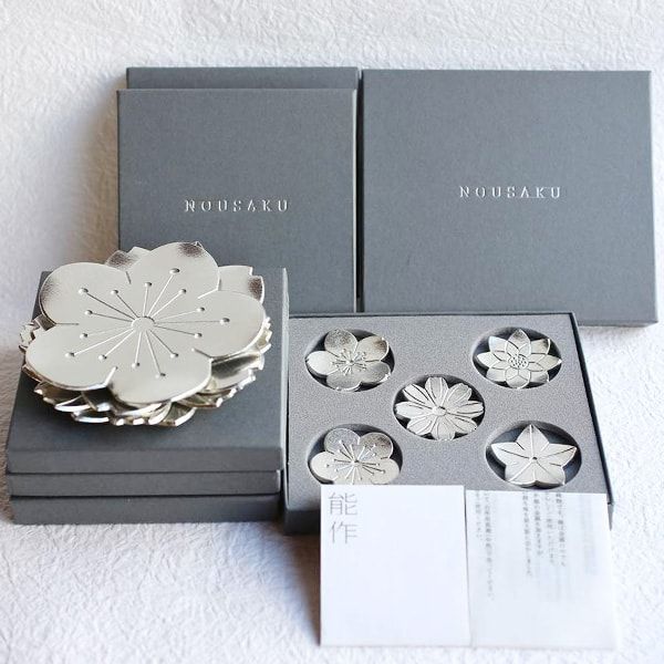 【セット】小皿/フラワートレー5枚・箸置き「花々」/能作