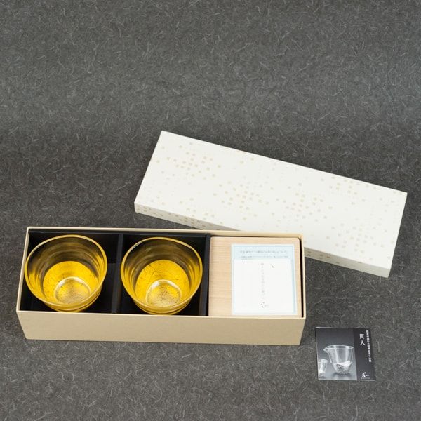 貫入 金箔冷茶椀＆コースターペア 箔一