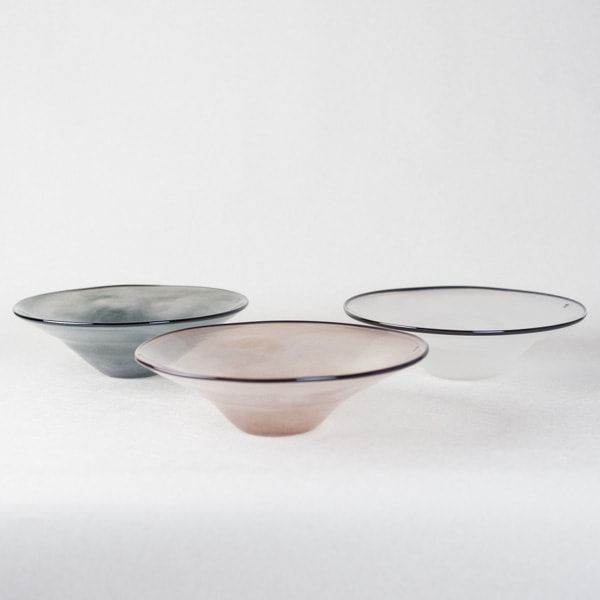 ★ 美品 ◆ フレスコ　辻野剛さん　カスミ　ボウル　グレー　ペア　① fresco/kasumi bowl L -絶妙な色の濃淡がお料理を引き立てる