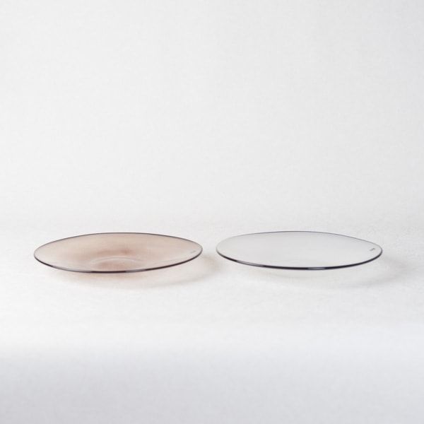 セット】ガラスプレート S ペア/kasumi plate S ivory＆purple