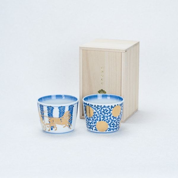 セット】CHOKU 有田焼 蛸唐草＆藤花ペア 桐箱入/猪口