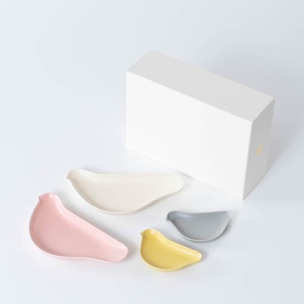 大小セット】紅白とひよこの4羽セット 化粧箱入/ 取皿 豆皿