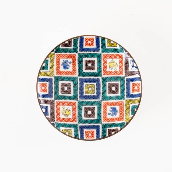 豆皿 古九谷色絵石畳文/九谷焼