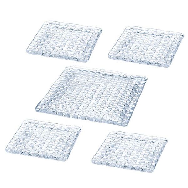 スガハラ　角形プレート4枚セット　箱付き セット】grid plate 4人で囲む食卓の角皿セット 化粧箱入/プレート