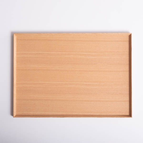 白木塗タモ 14.0長角盆/トレー