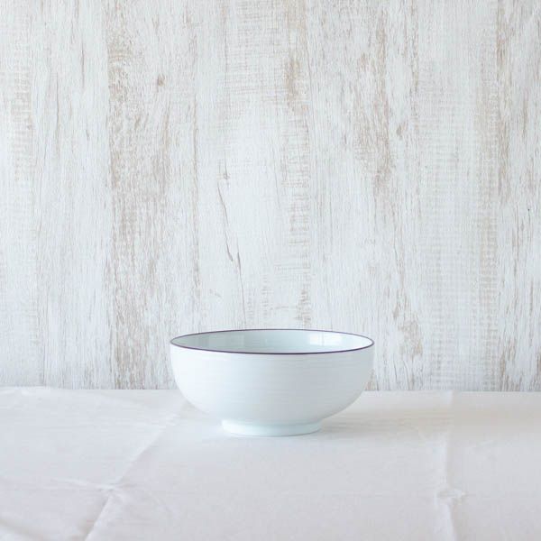 6寸浅めん丼 白磁千段