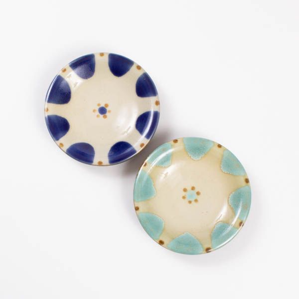 セット】皿5寸ペア 緑＆チチチャンコバルト/やちむん