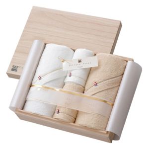 Details about   IMABARI KINSEI Shifuku Bath White Towel with Wooden Gift Box Set Made in Japan!! 